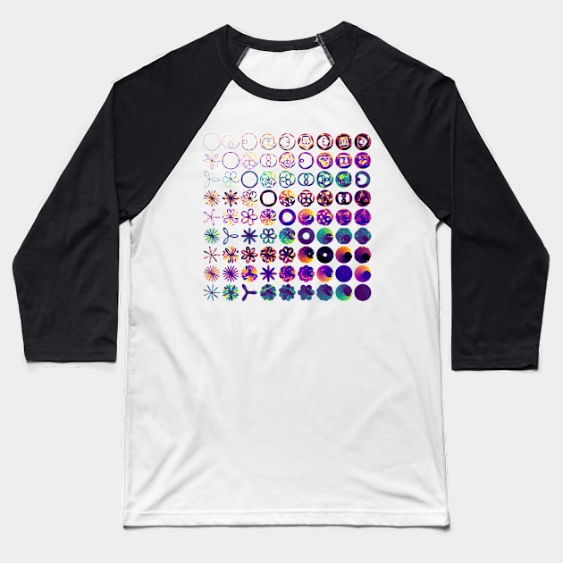 Rose Curve Polygon Grid | Algorithmic Digital Art Baseball T-Shirt by aRtVerse